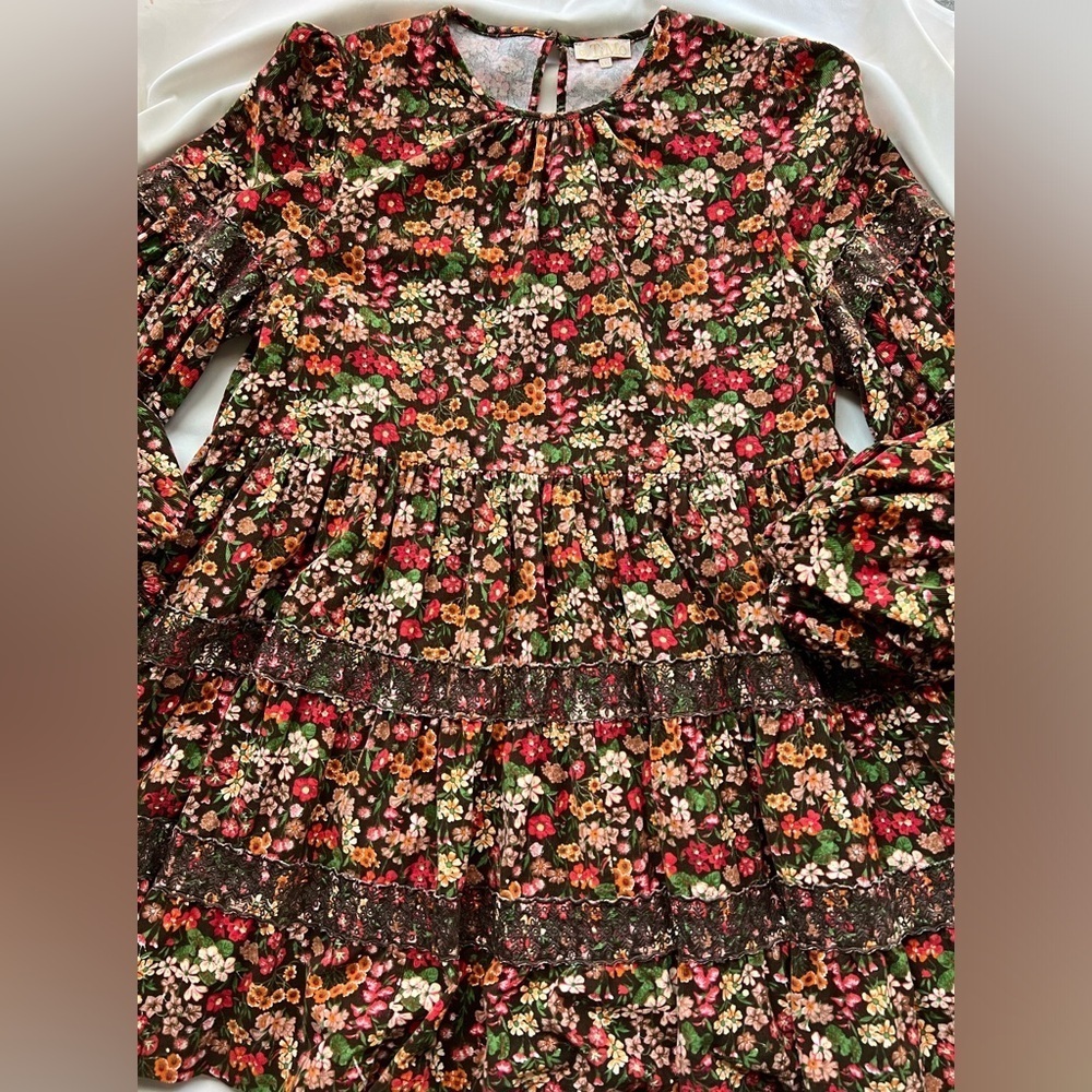 ByTIMO Corduroy Lace Tiered Brown Multi - Picture 7 of 7
